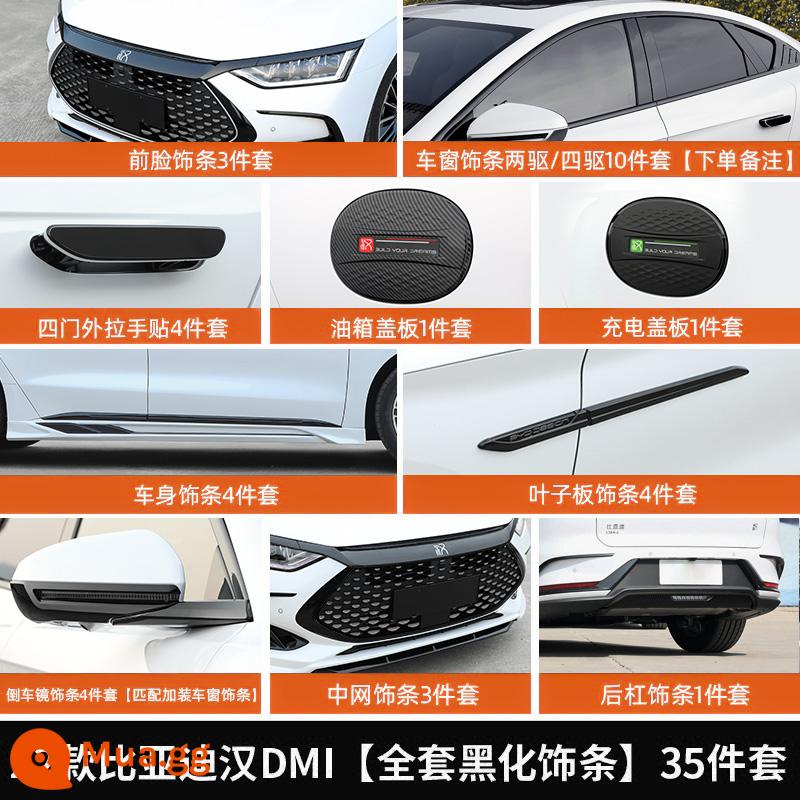 Dành riêng cho BYD Han EV dải trang trí mặt trước giữa lưới ngoại hình dmi đen phụ kiện dm chiến binh đen giữa lưới được sửa đổi - 22-23 Han DMI [trọn bộ dải trang trí màu đen] bộ 35 món