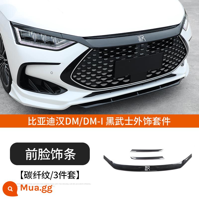 Dành riêng cho BYD Han EV dải trang trí mặt trước giữa lưới ngoại hình dmi đen phụ kiện dm chiến binh đen giữa lưới được sửa đổi - BYD Han Black Warrior Bộ ngoại hình [Mẫu sợi carbon dải trang trí mặt trước DMI/DM]