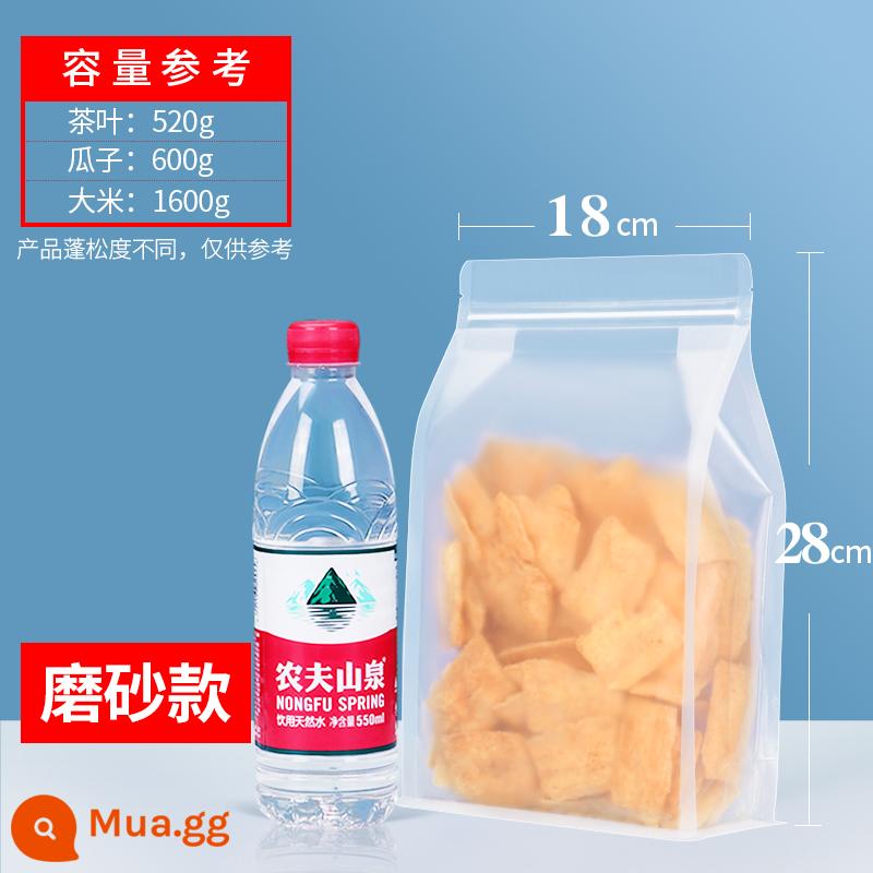 Túi giấy kraft túi ziplock trong suốt mờ tám mặt bịt kín ba chiều bằng không thực phẩm trà trái cây sấy khô túi đóng gói túi kín - Mẫu mờ 18X28+8CM