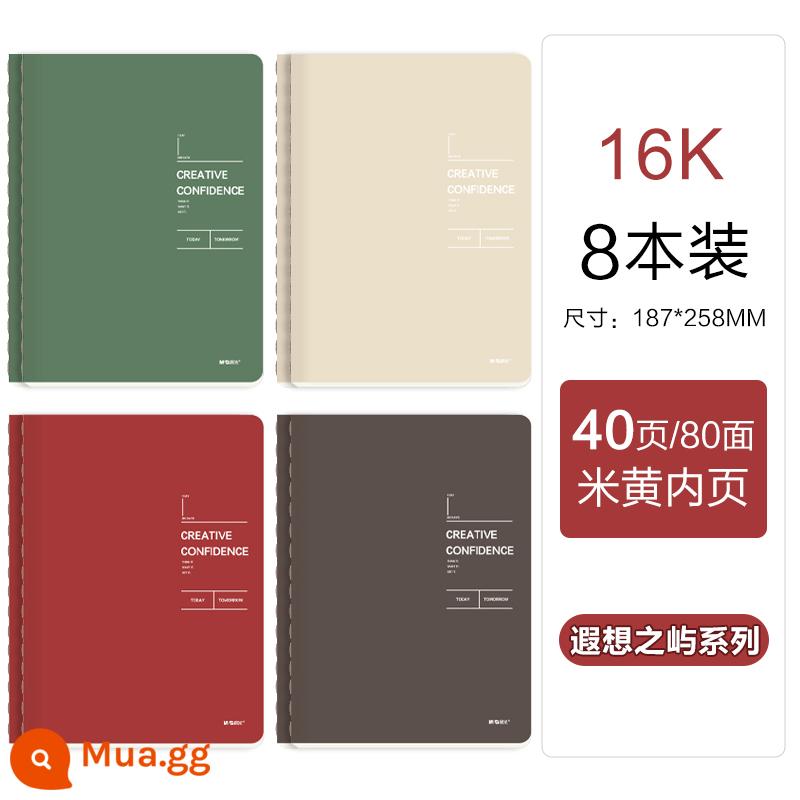 Sổ khâu nhẹ buổi sáng A5 màu be kẻ ngang trang trong dày 16k vở sinh viên đại học A4 sinh viên sử dụng nhật ký bài tập về nhà sổ bài tập sổ kế hoạch dễ thương sáng tạo sổ ghi chép đơn giản - Bộ Đảo Mơ Mộng 16K 8 cuốn