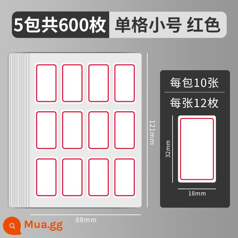 Nhãn dán văn phòng phẩm Chenguang nhãn tự dính tên nhãn dán kích thước nhỏ nhãn tự dính nhãn giấy nhãn chữ ký nhãn dán quảng cáo siêu thị nhãn dán giá nhãn dán tiện lợi nhãn dán vật tư văn phòng - Khung đơn màu đỏ cỡ nhỏ 5 gói tổng cộng 600 miếng