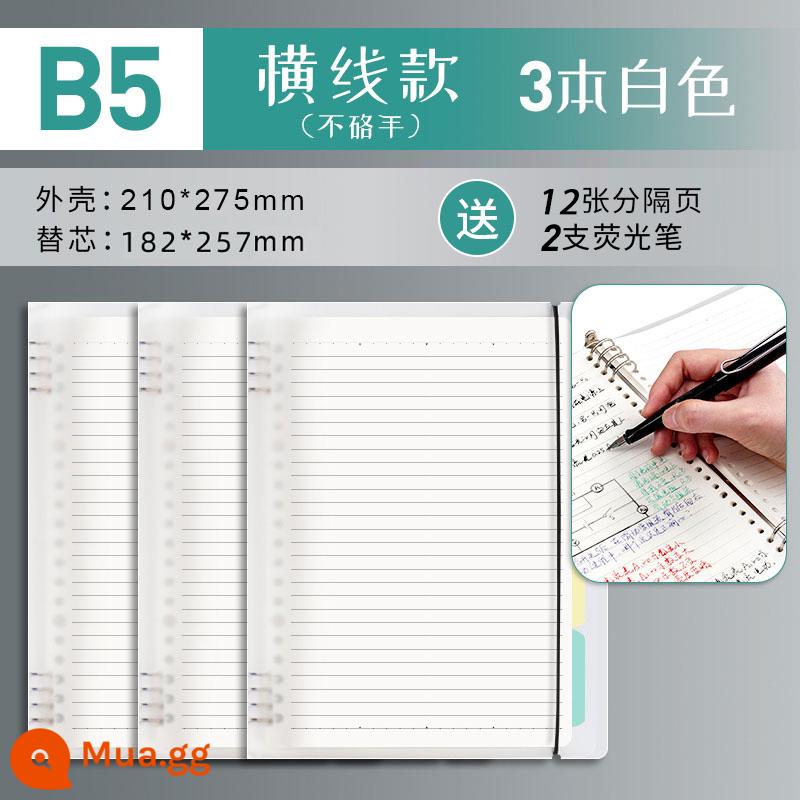 Văn phòng phẩm Chenguang B5 sổ rời không cầm tay lưới đường kẻ ngang đa quy cách A4 có thể tháo rời lõi dày sổ ghi chép kiểm tra đầu vào của học sinh cuốn sách câu hỏi sai cuộn - Trắng/B5 đường ngang 3 cuốn/không gây khó chịu