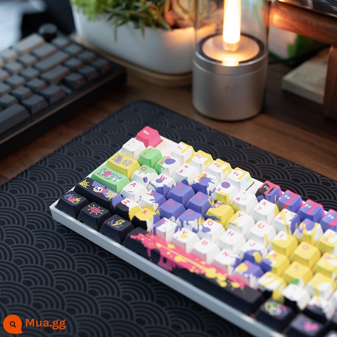 RK108 3 chế độ không dây tùy chỉnh cơ Bộ đèn RGB full-key có thể tráo đổi nóng 104 tắt tiếng 108 phím - RK108 màu trắng + hình vẽ graffiti cao nguyên gốc của nhà máy