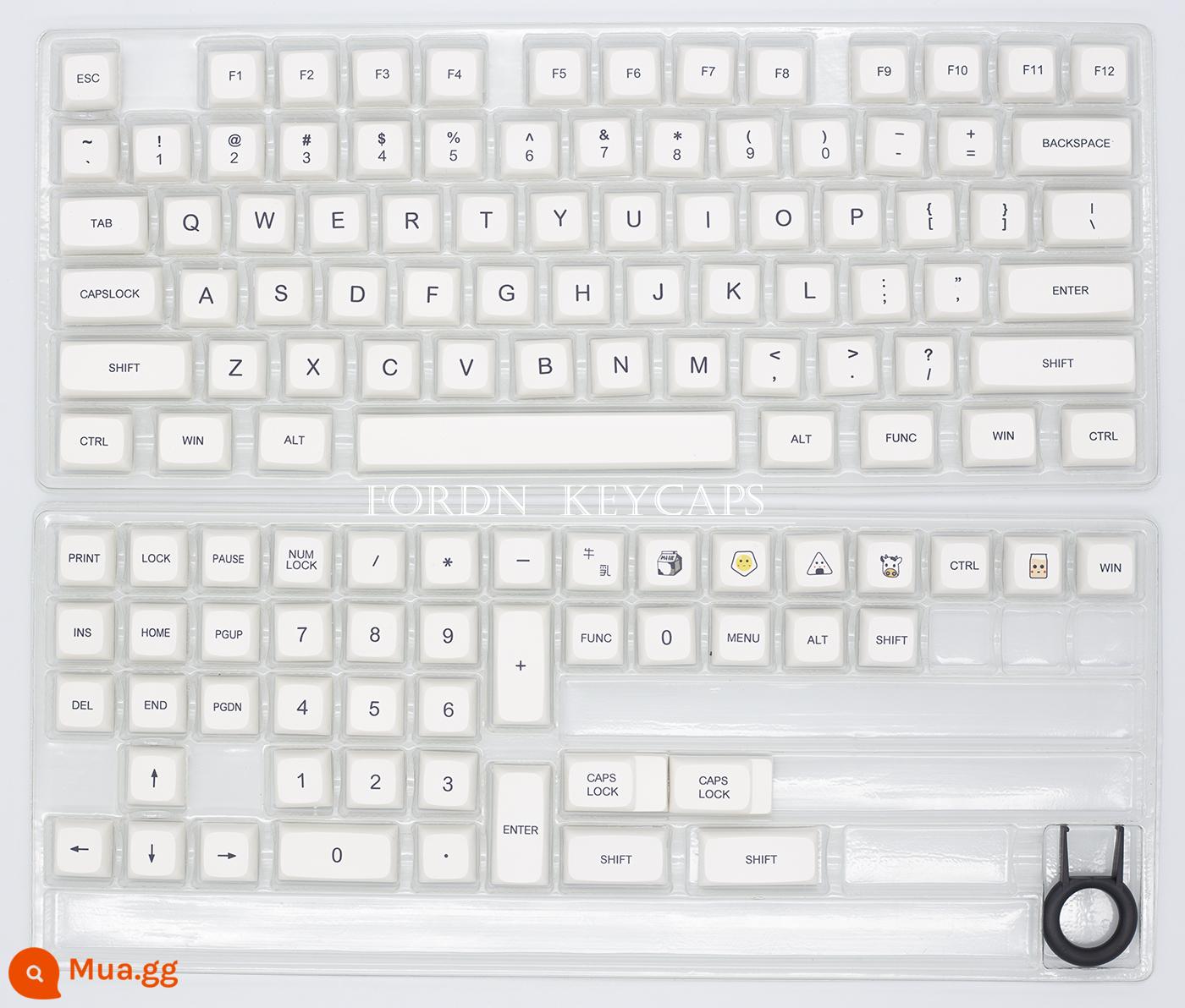 Keycap Nhật Bản màu trắng tối giản chiều cao xda chất liệu pbt thăng hoa màu trắng đơn giản 121 phím - tiếng anh đóng hộp