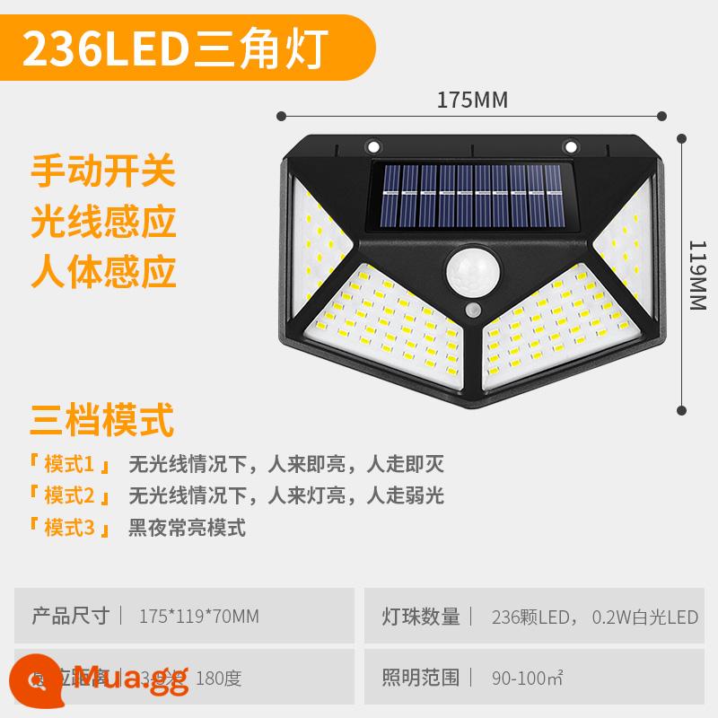 Đèn năng lượng mặt trời cửa nông thôn cửa tường không thấm nước cao -công suất nhà trong nhà cực cao ánh sáng ngoài trời ánh sáng ngoài trời - [Phát sáng mọi phía] 236 hạt đèn 47w ba chế độ