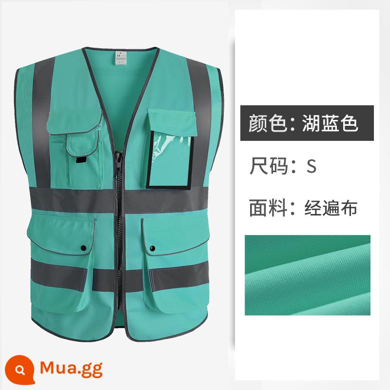 cnss vest phản quang vest xây dựng người đàn ông cưỡi quần áo an toàn công trường giao thông công trường huỳnh quang màu vàng quần áo bảo hiểm lao động - Hồ xanh size S