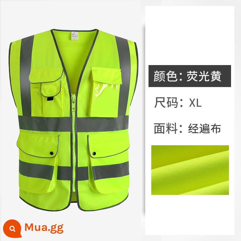 cnss vest phản quang vest xây dựng người đàn ông cưỡi quần áo an toàn công trường giao thông công trường huỳnh quang màu vàng quần áo bảo hiểm lao động - Mã XL huỳnh quang màu vàng