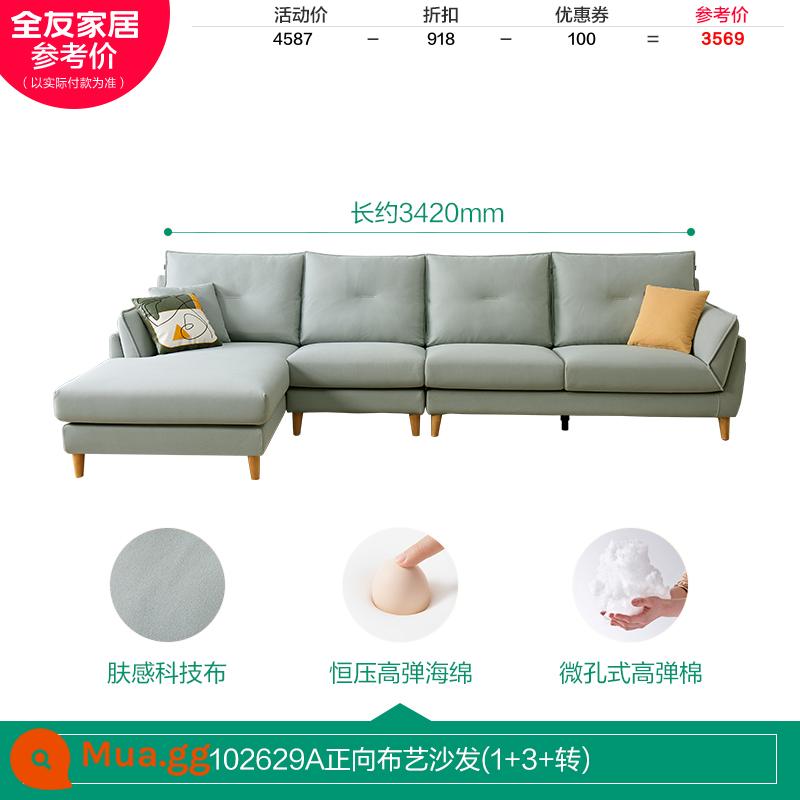 Quanyou Nhà Công Nghệ Sofa Vải Giả Cotton Và Vải Lanh Kết Hợp Sofa Căn Hộ Nhỏ Bắc Âu Lưng Mềm Chân 102629 - [Xanh Đậu Xám | Vải Công Nghệ] Tiến về phía trước (lượt 1+3+)