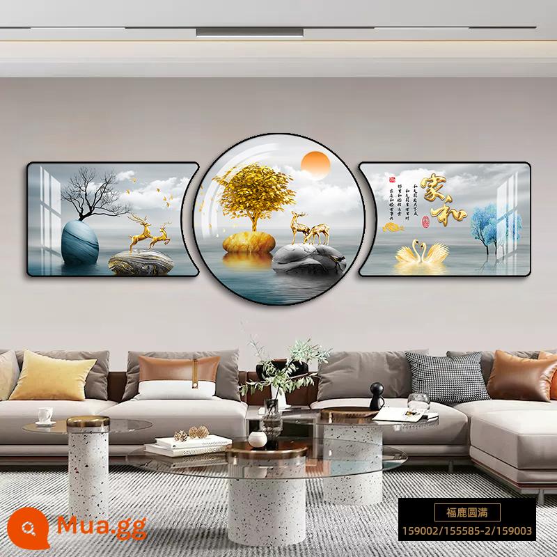 Tranh trang trí phòng khách phong cách Trung Quốc mới tranh treo tường sofa nền tường treo tranh ánh sáng sang trọng hiện đại tối giản bộ ba bức tranh tường mới - Hươu may mắn là hoàn hảo