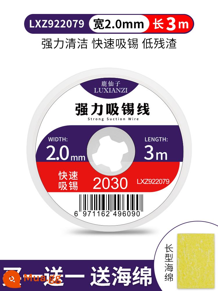 Dây hàn chính hãng Luxianzi, băng hàn, băng loại bỏ xỉ thiếc, dụng cụ loại bỏ miếng đệm loại bỏ thiếc CP2015/3515/BGA - Mai 2030 rộng 2.0mm dài 3 mét