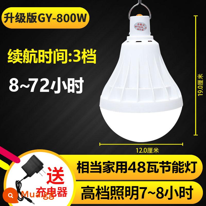 Đèn LED Sạc Bóng Đèn Di Động Gia Đình Gian Hàng Chợ Đêm Chiếu Sáng Siêu Sáng Mất Điện Khẩn Cấp Đèn Cắm Trại Ngoài Trời - Nâng cấp lên 800W---công suất 48 watt + thời lượng pin 72 giờ [12000 mAh]