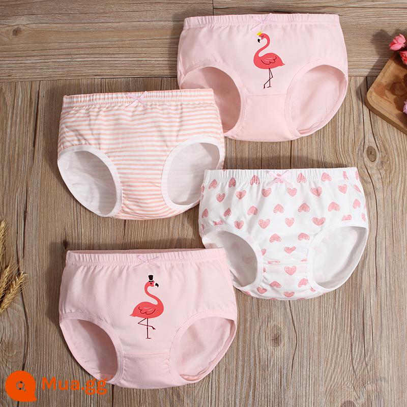 Đồ lót trẻ em trong thời đại cotton - Pink Flamingo (Tam giác) Loại A cotton nguyên chất không có PP 4 gói