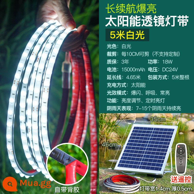 Đèn năng lượng mặt trời COB mới với đèn led chống nước ngoài trời thanh ánh sáng mềm sân siêu sáng biệt thự sân vườn ban công bầu không khí ánh sáng - Dải đèn giặt tường thấu kính nổ-5 mét Ánh sáng trắng [5 mét 1 dải] Mô hình kỹ thuật Điều khiển ánh sáng thông minh