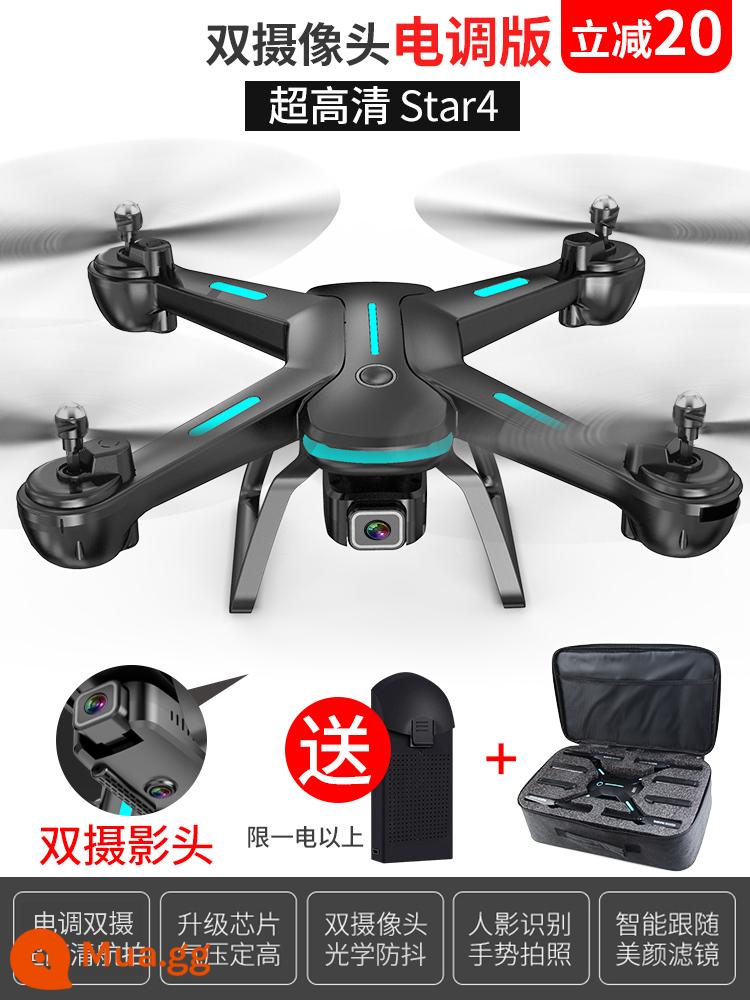 UAV camera trên không độ nét cao máy bay chuyên nghiệp người lớn máy bay điều khiển từ xa trường tiểu học cậu bé trẻ em máy bay trực thăng đồ chơi - [Gửi pin gốc + túi đựng] [Ultra HD Star4] Phiên bản điều chỉnh tốc độ điện tử camera kép [Giới hạn ở một pin trở lên]