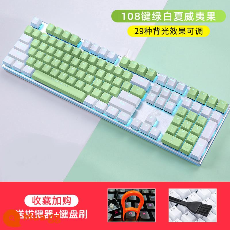 Daryou EK815 Cáp hợp kim cơ học E -Sports Bàn phím cơ học Metal Office Office General - Xanh trắng-108 phím