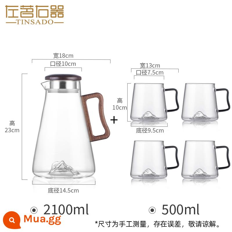 Thiết bị bên trái và phải Guanshan Cup với một cốc thủy tinh Men Mark Cup Cup Water Cup trong suốt TEBETAN TEA TEA - Nồi bốn chén ngắm núi - trong suốt