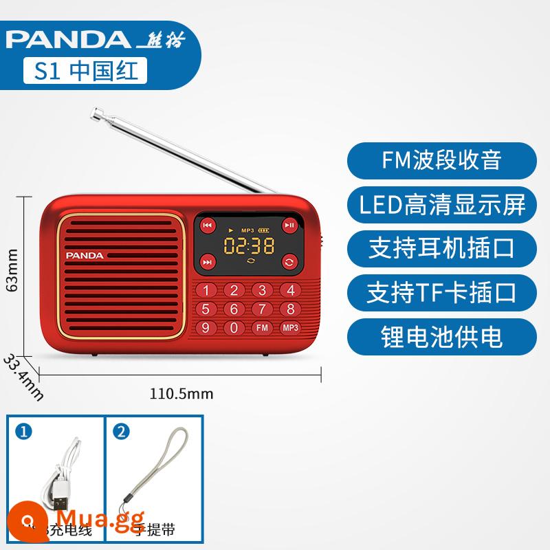 Panda S3 máy nghe đài cho người già chuyên hát và thu âm tích hợp U disk Walkman - Đỏ [tiêu chuẩn]