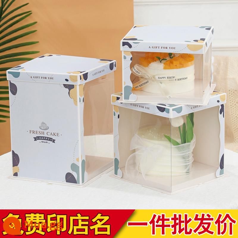 Hộp bánh sinh nhật bao bì hộp 6 sáu inch 8 tám inch 12 inch 10 inch đơn hai lớp cao vuông trong suốt hộp bánh - Trong suốt—[Alice mới + Đáy trắng]