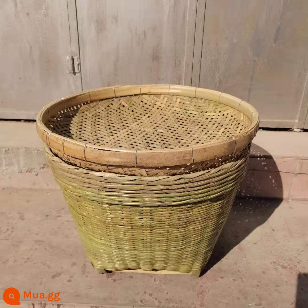 Giỏ tre lớn handmade, sản phẩm tre đan, giỏ tre, giỏ đựng thức ăn, giỏ đựng đồ, giỏ đám cưới, thùng quét rác - Đường kính 50, cao 35cm + nắp tre