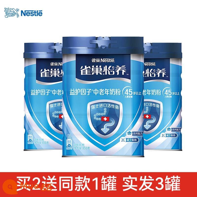 Nestle Yiyang trung niên và người cao tuổi sữa bột dành cho người lớn canxi sữa bột men vi sinh sữa bột chính thức hàng đầu cửa hàng hàng đầu - Chữa đường ruột ✿Tặng 1 lon cùng loại - Yiyang 850g*2 lon