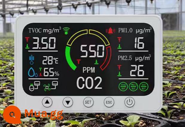 Máy dò formaldehyde Chỉ số chất lượng không khí AQI Giám sát PM2.5PM10 Máy dò 6 trong 1 CO-carbon dioxide - Dữ liệu có thể xuất 7 trong 1 (kiểu không dây WIFI) đen, trắng, bạc