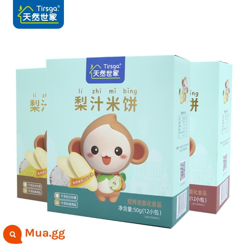 Natural Family Nước ép lê Bánh gạo Hương vị gốc Bánh gạo hữu cơ Millet Hương vị gốc Quả việt quất Bơ - Set bánh gạo [3 hộp] (3 hộp 1 vị)