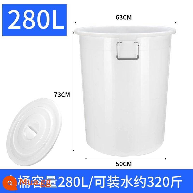 Nuoxing thùng đựng nước hộ gia đình thùng nhựa lớn dày lên men cấp thực phẩm thùng dung tích lớn thùng chứa nước - 280L màu trắng có nắp + múc nước + túi rác đi kèm