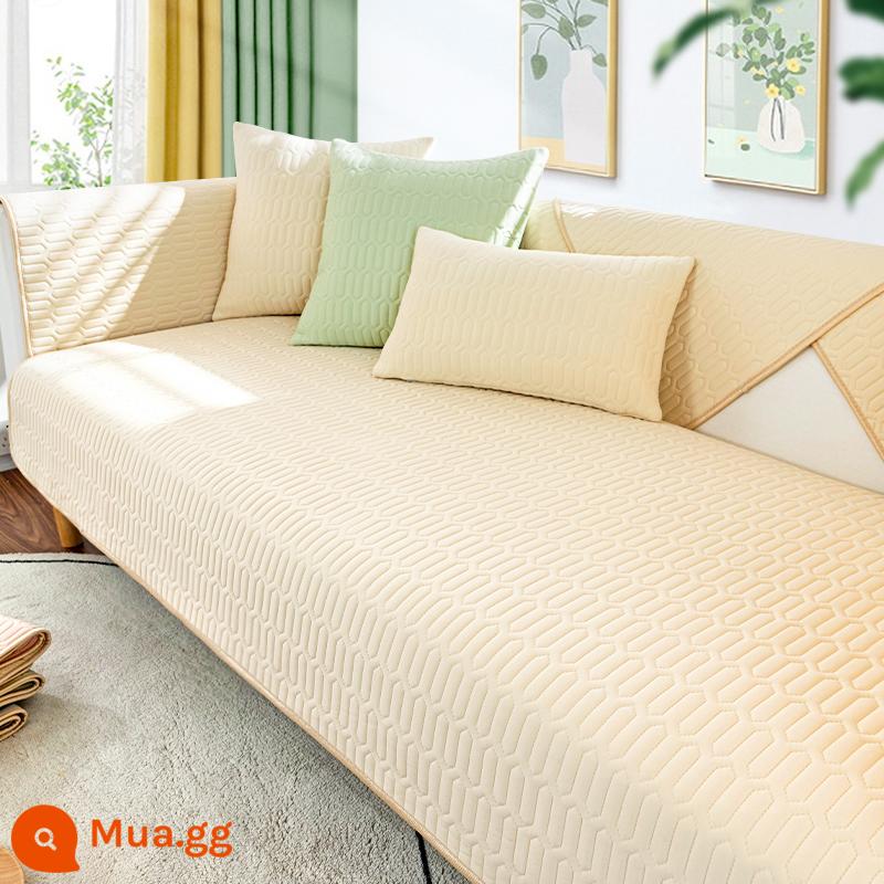 Cao su băng lụa sofa đệm mùa hè đệm đơn giản hiện đại đệm đệm màu nguyên chất bọc ghế sofa mùa hè vải bọc chống trượt - Miếng đệm răng cao su màu trắng