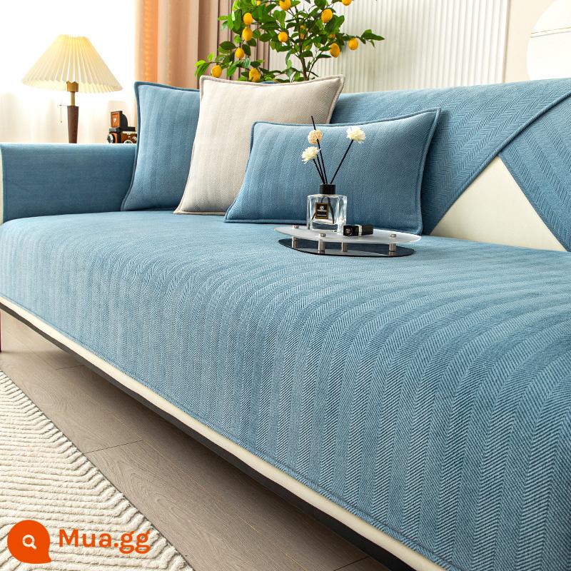 Voan Sofa Đệm Bốn Mùa Đa Năng Chống Trơn Trượt Vải Bọc Ghế Sofa Da 2023 Mới Tùy Chỉnh Đệm Tựa Lưng - Shure - Cảng Xanh