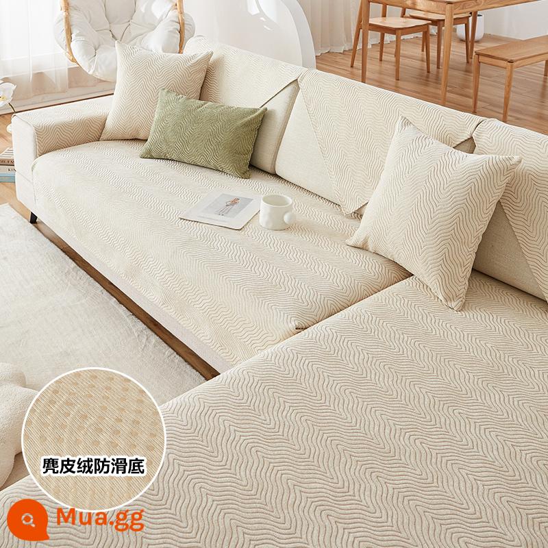 Voan Sofa Đệm Bốn Mùa Đa Năng Chống Trơn Trượt Vải Bọc Ghế Sofa Da 2023 Mới Tùy Chỉnh Đệm Tựa Lưng - Gạo gợn sóng