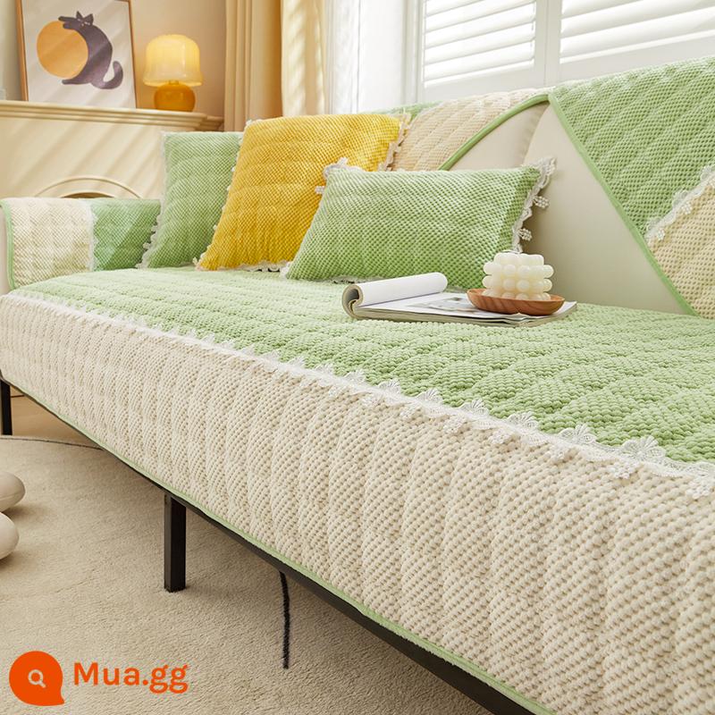 Đệm sofa vải nhung, đệm chống trượt đa năng cho mọi mùa, vỏ sofa phổ thông mùa thu đông, đệm ghế vải khăn, mùa đông - Thì thầm-Xanh nhạt