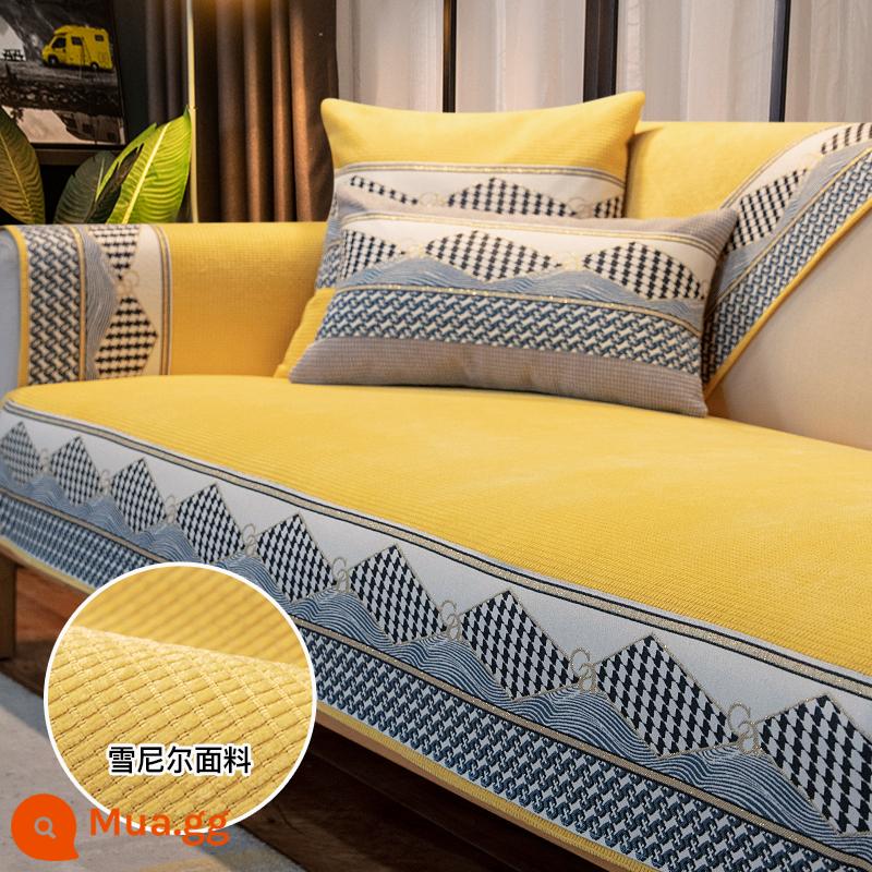 Đệm Sofa Bốn Mùa Đa Năng Đơn Giản Hiện Đại Đệm Đệm Chống Trơn Ghế Sofa Ghế Đệm Đa Năng Bao Vải Lưng Khăn - Ringbo-Vàng