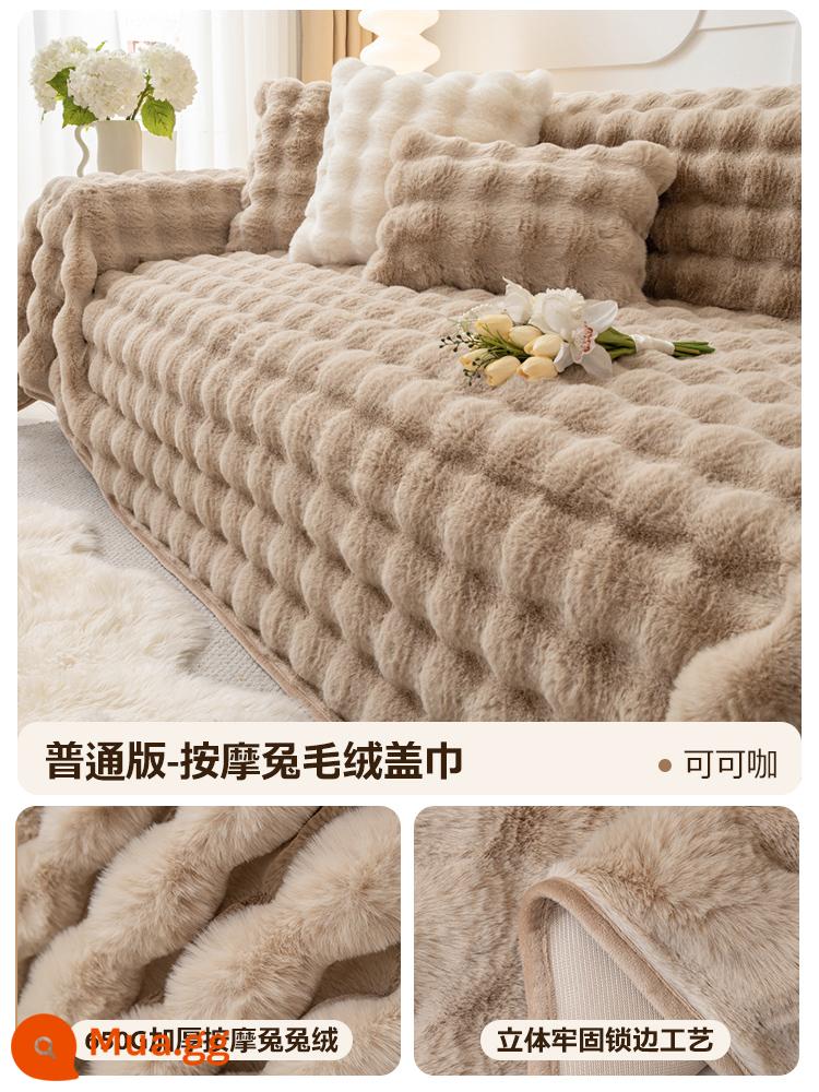 Vỏ sofa nhung thỏ dày mùa đông, vỏ bọc tay vịn cao cấp, vỏ sofa, chăn đệm ghế đa năng trọn gói - Rabbit Plush-Cocoa [Bình thường 650g tiết kiệm]