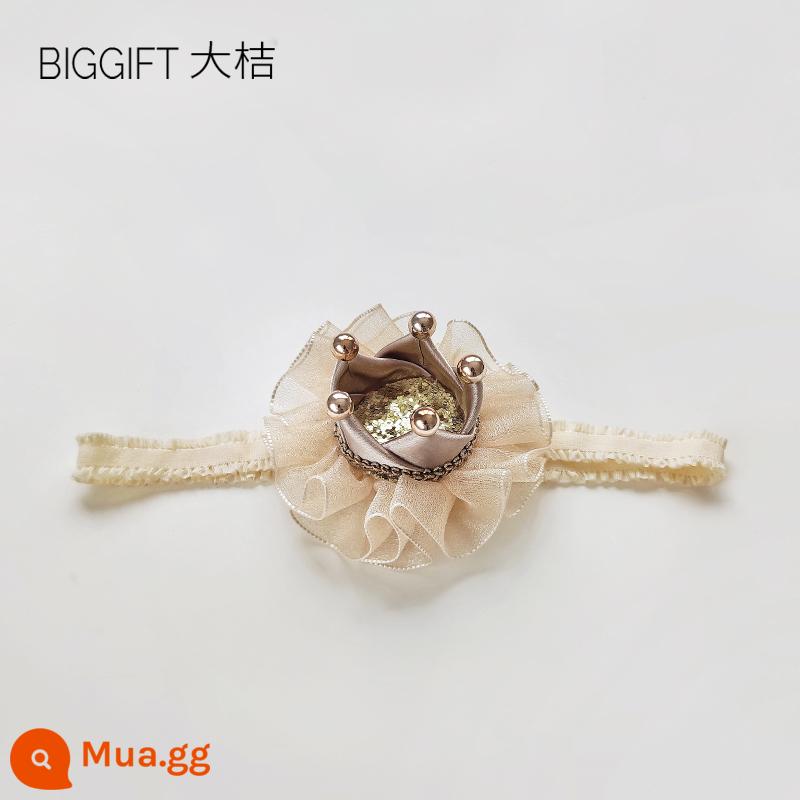 BIGGIFT quả cam lớn ~ kết cấu cao! Mũ sinh nhật bé gái vương miện công chúa kẹp tóc trọn gói không làm đau tóc - Vương miện lấp lánh màu vàng sâm panh | băng đô