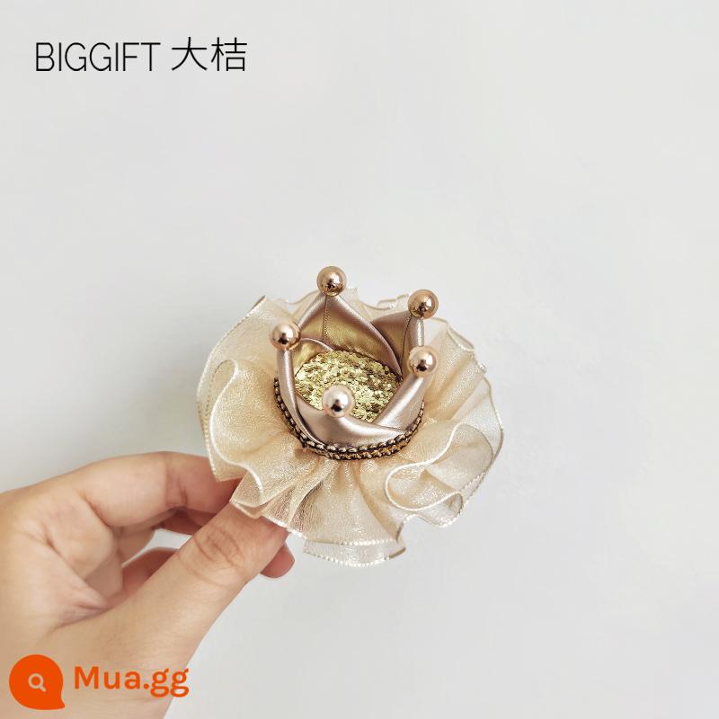 BIGGIFT quả cam lớn ~ kết cấu cao! Mũ sinh nhật bé gái vương miện công chúa kẹp tóc trọn gói không làm đau tóc - Vương miện lấp lánh vàng sâm panh | kẹp tóc