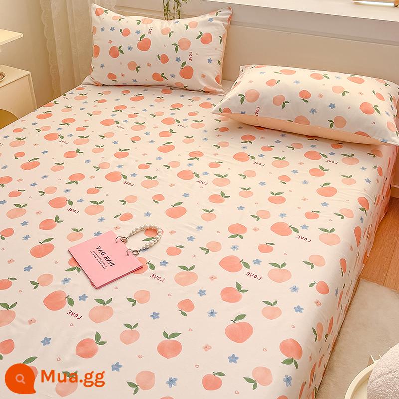 Mùa hè cotton nguyên chất 100 tấm đơn giường đôi 1,8 mét cotton đơn tấm chăn 2 vỏ gối bộ ba mảnh 1,5 mét - Hồng Đào