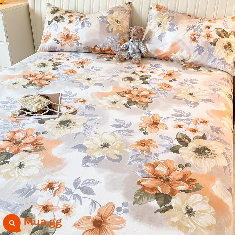 Mùa hè cotton nguyên chất 100 tấm đơn giường đôi 1,8 mét cotton đơn tấm chăn 2 vỏ gối bộ ba mảnh 1,5 mét - lãng mạn Pháp