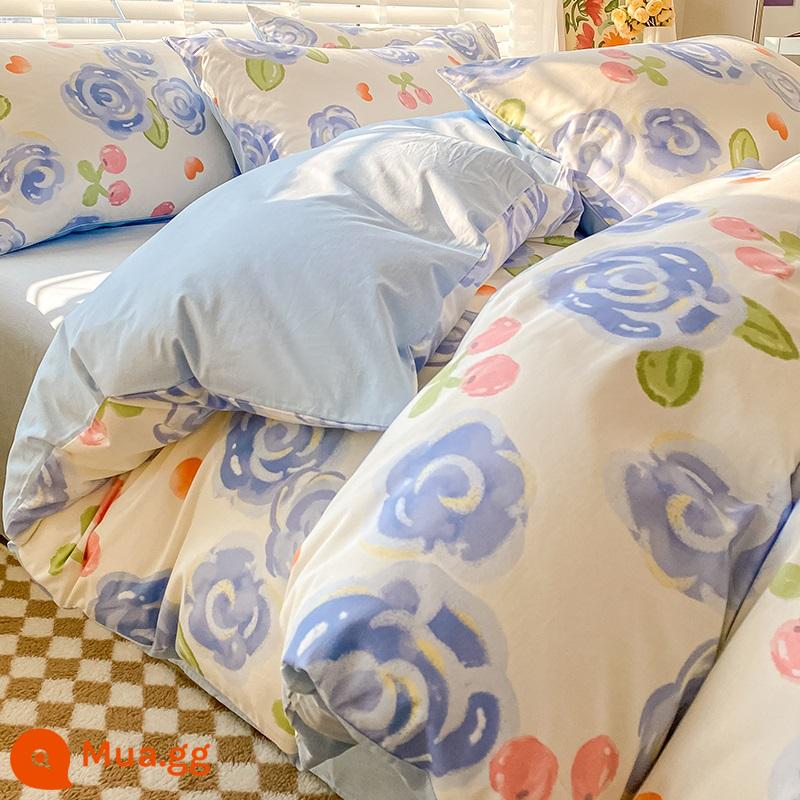 Phong Cách Bắc Âu Ins Đơn Giản Bộ 4 Món Bộ Chăn Ga Gối Cotton 100 Mỹ Nhẹ Sang Trọng Giường Vỏ Chăn 3 Mảnh Trang Bị Tấm - Bài Hát Hoa