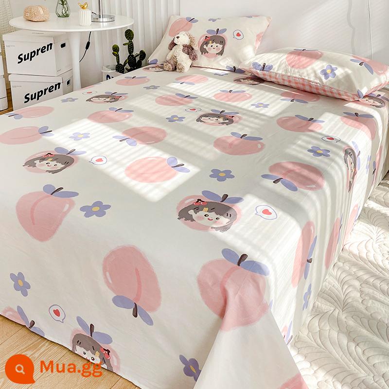 Hoạt Hình 100 Tấm Cotton Một Mảnh Ký Túc Xá Trẻ Em Đơn Đôi Chăn Đơn Học Sinh Cậu Bé Áo Gối Ba Bộ - cô đào