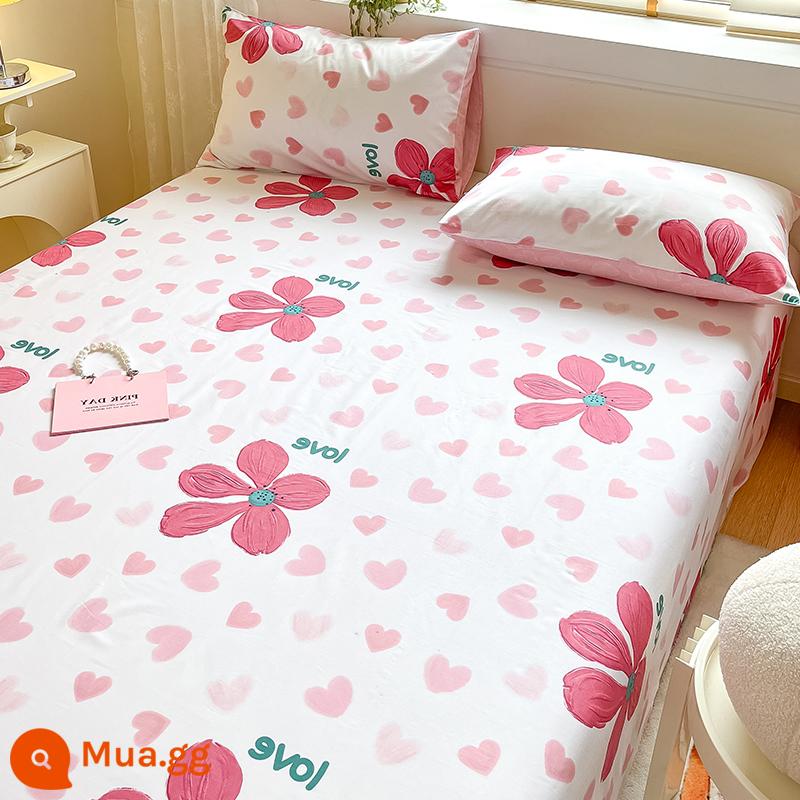 Mùa hè cotton nguyên chất 100 tấm đơn giường đôi 1,8 mét cotton đơn tấm chăn 2 vỏ gối bộ ba mảnh 1,5 mét - Lời ấm áp