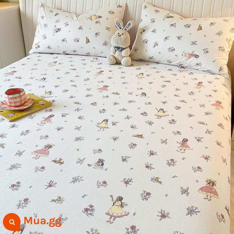 Mùa hè cotton nguyên chất 100 tấm đơn giường đôi 1,8 mét cotton đơn tấm chăn 2 vỏ gối bộ ba mảnh 1,5 mét - mùa cô gái