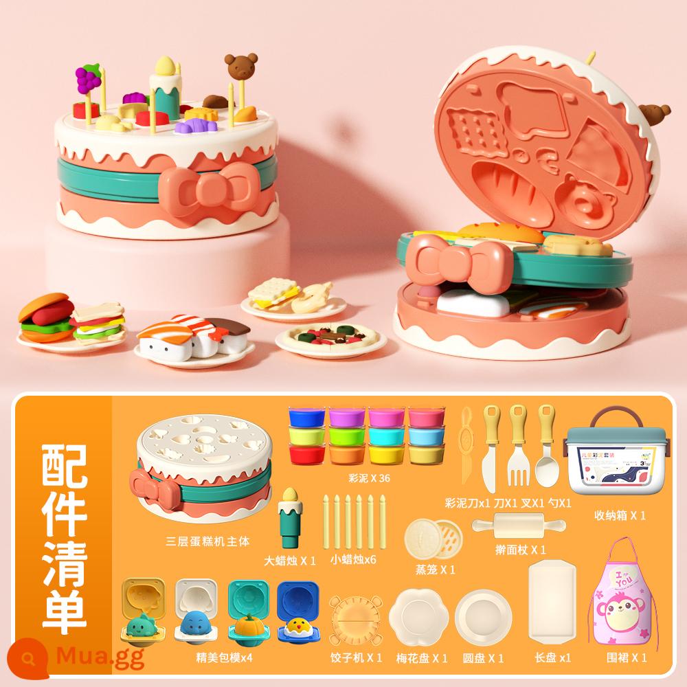 Hamburger plasticine không độc hại màu bùn trẻ em siêu nhẹ đất khuôn dụng cụ đất sét mô hình bé gái đồ chơi - 36 lon đất sét "máy làm bánh mì kẹp thịt nâng cấp + hộp đựng" bộ 97 món [tạp dề miễn phí]