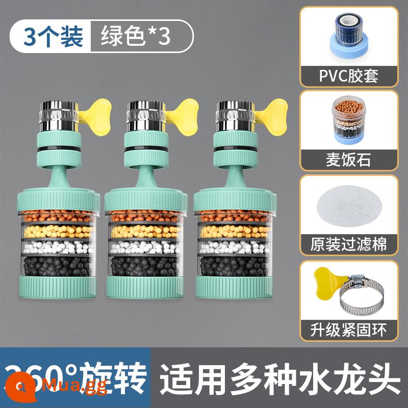 Vòi Youqin Lọc Vòi Nước Gia Đình Máy Lọc Nước Nhà Bếp Chống Bắn Đầu Lọc Máy Lọc Nước Hiện Vật - [Nâng cấp xoay 360°] Bộ lọc vòi | Gói 3 màu xanh lá cây