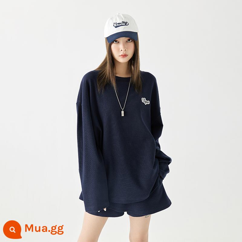 TurnSignal Triều Thương Hiệu Bánh Mỏng Phần Cotton Dày Dặn T Bộ Đồ Thể Thao Nữ Mới Váy 2 Mùa Xuân Thu - xanh hải quân