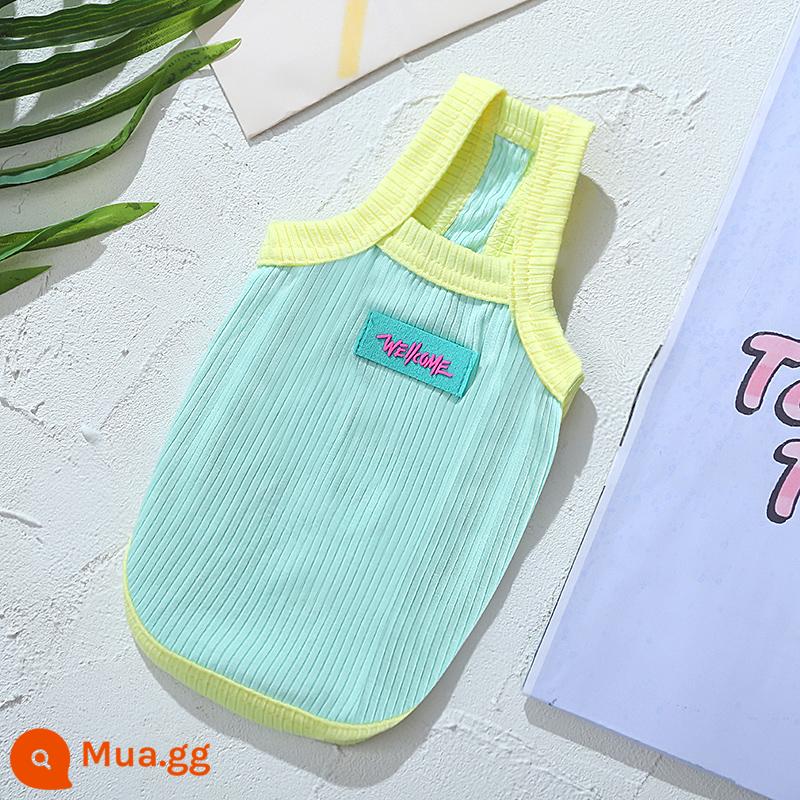 Quần áo cho chó mùa hè phần mỏng Teddy Pomeranian chó nhỏ con chó con cơ thể nhỏ mùa hè mùa xuân và mùa thu vest - Áo vest màu vàng và xanh-(xem chi tiết để biết kích cỡ cụ thể) Quần áo quá rộng