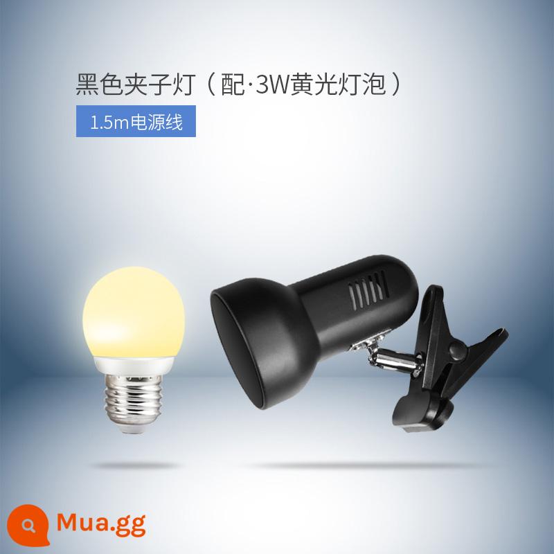 Cắm đơn giản phòng ngủ đầu giường kẹp đèn LED để bàn phòng ngủ bảo vệ mắt ký túc xá bàn học sinh trẻ em đèn kẹp tóc - Màu đen (có bóng đèn LED ấm 3W)