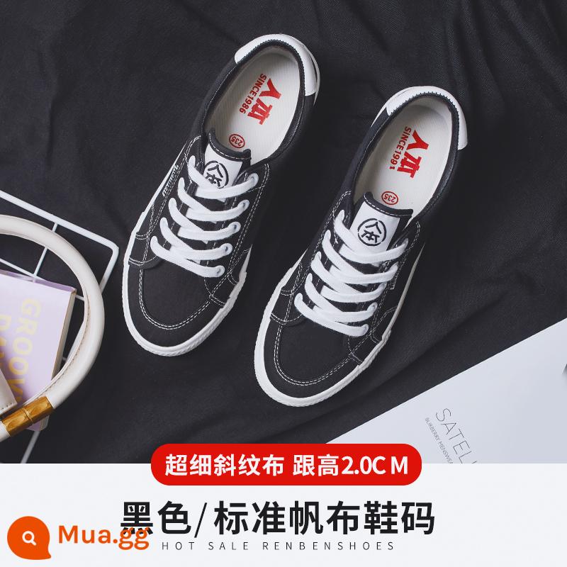 Renben 2022 Mẫu Đôi Giày Vải Giày Sneakers Ins Triều Mùa Xuân Phong Cách Hot Giày Nhỏ Màu Trắng Giày Nữ Phong Cách Cổ Điển Mới - đen