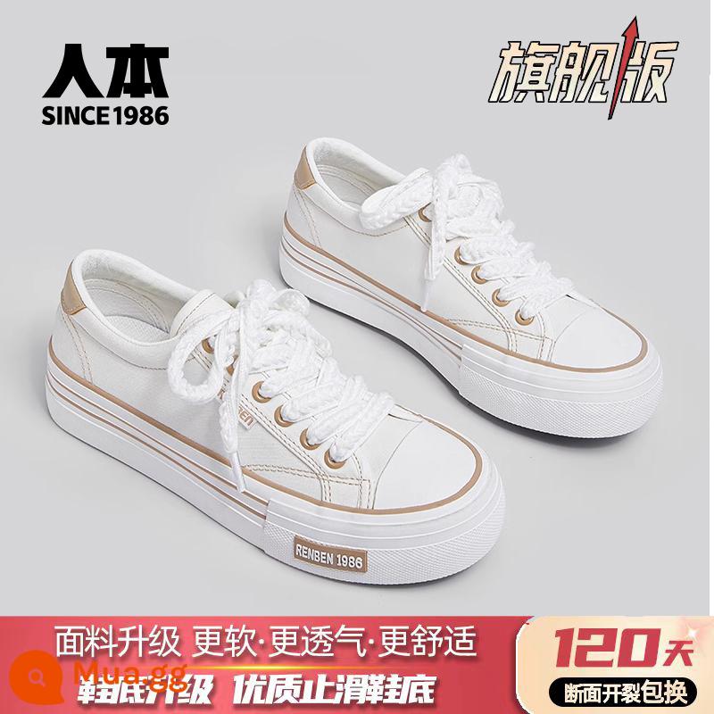 Renben Retro Giày Nữ Thể Thao Mùa Xuân Giày Sneaker Mới 2023 Buộc Dây Cổ Thấp Nữ Chính Thức Hàng Đầu - Cà phê sữa [Phiên bản cuối cùng]