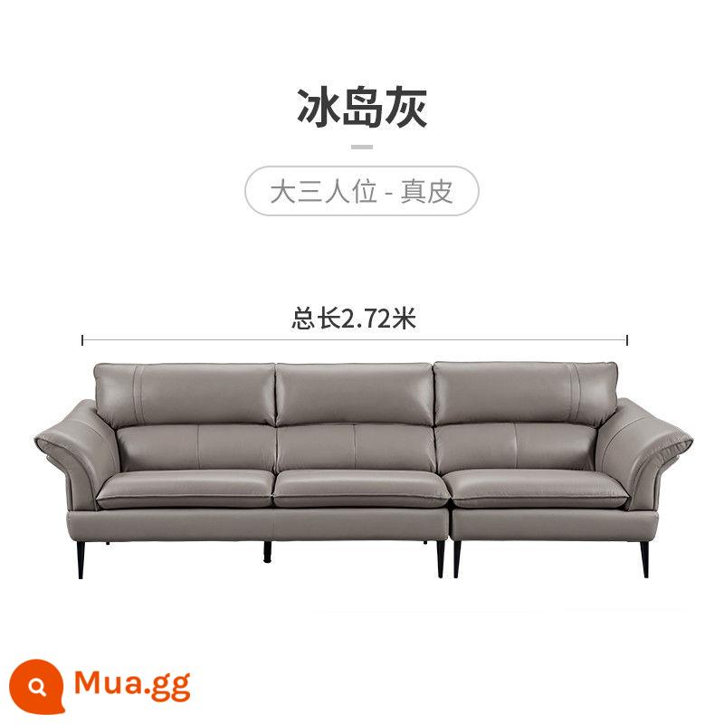 Chivas Ý sofa da tối giản căn hộ nhỏ tầng một da bò nghệ thuật phòng khách đơn giản ba chỗ ngồi thẳng hàng 3051 - Iceland Grey - Ba Ghế Lớn - Giao hàng sau Tết