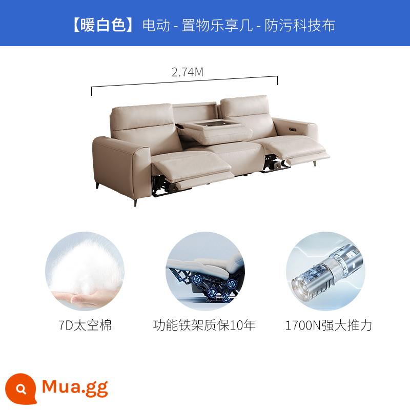 Chivas công nghệ hạng nhất sofa vải điện đa năng căn hộ nhỏ phong cách kem hiện đại đơn giản 50752 - 50752M-Trắng Ấm-Bộ ba chỗ ngồi + bàn cà phê nằm đôi chức năng đôi